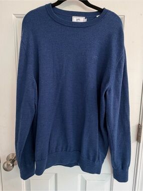 Southern Tide Merino Wool Crewneck Sweater Mens Large Blue Skipjack Logo